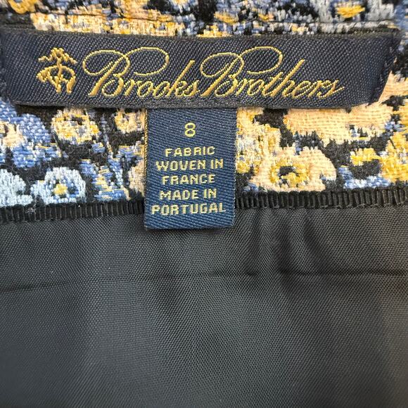 Women's Brooks Brothers Blue Green Cream Floral Tapestry Mini Skirt Size 8 - Picture 3 of 7